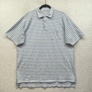 B Draddy Polo Shirt Mens XL Blue Striped Pima Cotton Stretch Pocket Golf Casual